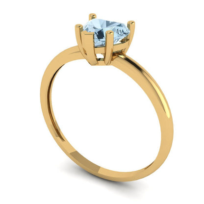1.25 cttw Natural Swiss Blue Topaz Solitaire  Engagement Ring - Solid Gold (Heart Cut,7.0mm)