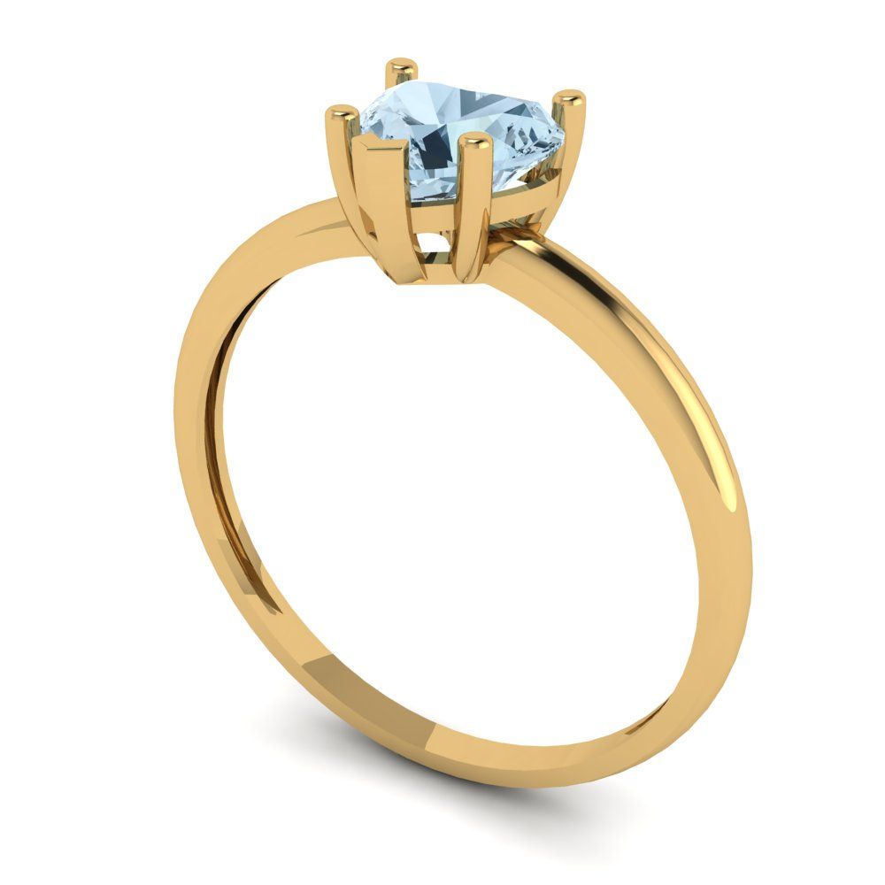 1.25 cttw Natural Aquamarine Solitaire  Engagement Ring - Solid Gold (Heart Cut,7.0mm)