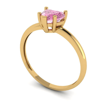 1.25 cttw Zirconia Simulated Pink Diamond Solitaire  Engagement Ring - Solid Gold (VVS1, Heart Cut,7.0mm)