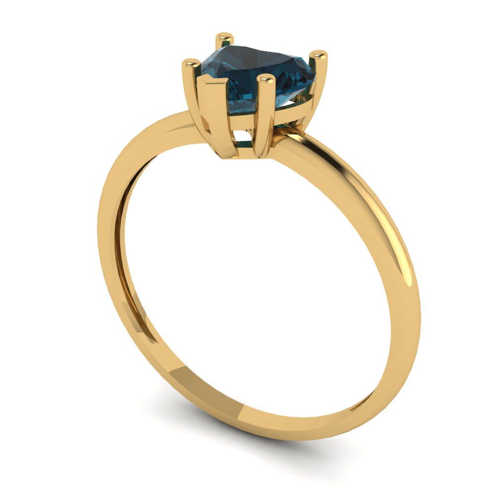 1.25 cttw Natural London Blue Topaz Solitaire  Engagement Ring - Solid Gold (Heart Cut,7.0mm)