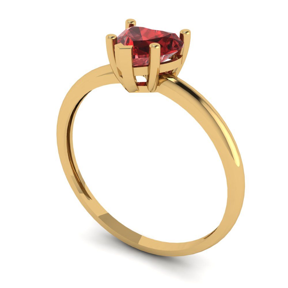 1.25 cttw Natural Garnet Solitaire  Engagement Ring - Solid Gold (Heart Cut,7.0mm)