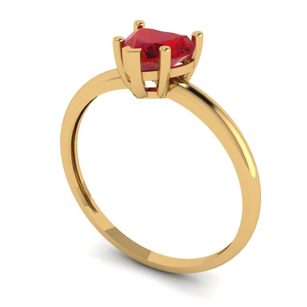 1.25 cttw Simulated Pink Tourmaline Solitaire  Engagement Ring - Solid Gold (Heart Cut,7.0mm)