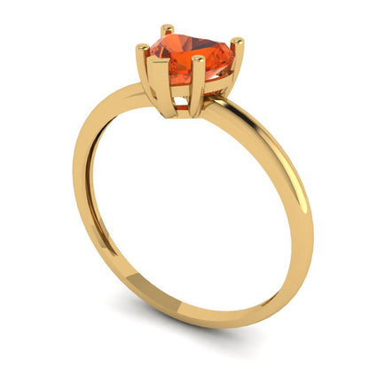 1.25 cttw Zirconia Simulated Red Diamond Solitaire  Engagement Ring - Solid Yellow Gold (VVS1, Heart Cut,7.0mm)