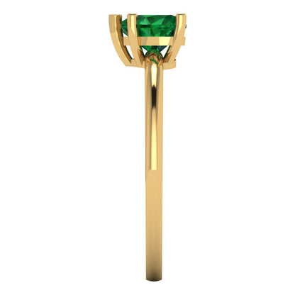1.25 cttw Simulated Emerald Solitaire  Engagement Ring - Solid Gold (Heart Cut,7.0mm)