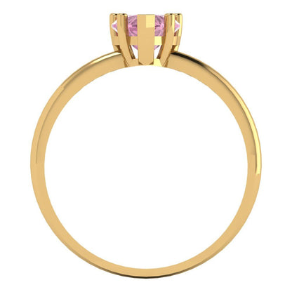 1.25 cttw Zirconia Simulated Pink Diamond Solitaire  Engagement Ring - Solid Gold (VVS1, Heart Cut,7.0mm)