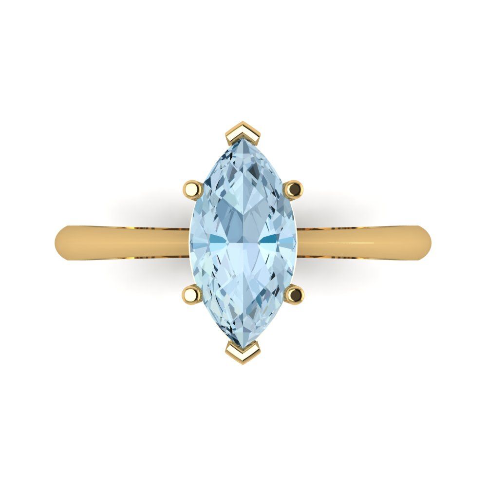 1.5 cttw Natural Sky Blue Topaz Solitaire  Engagement Ring - Solid Gold (Marquise Cut ,11x5.5mm)