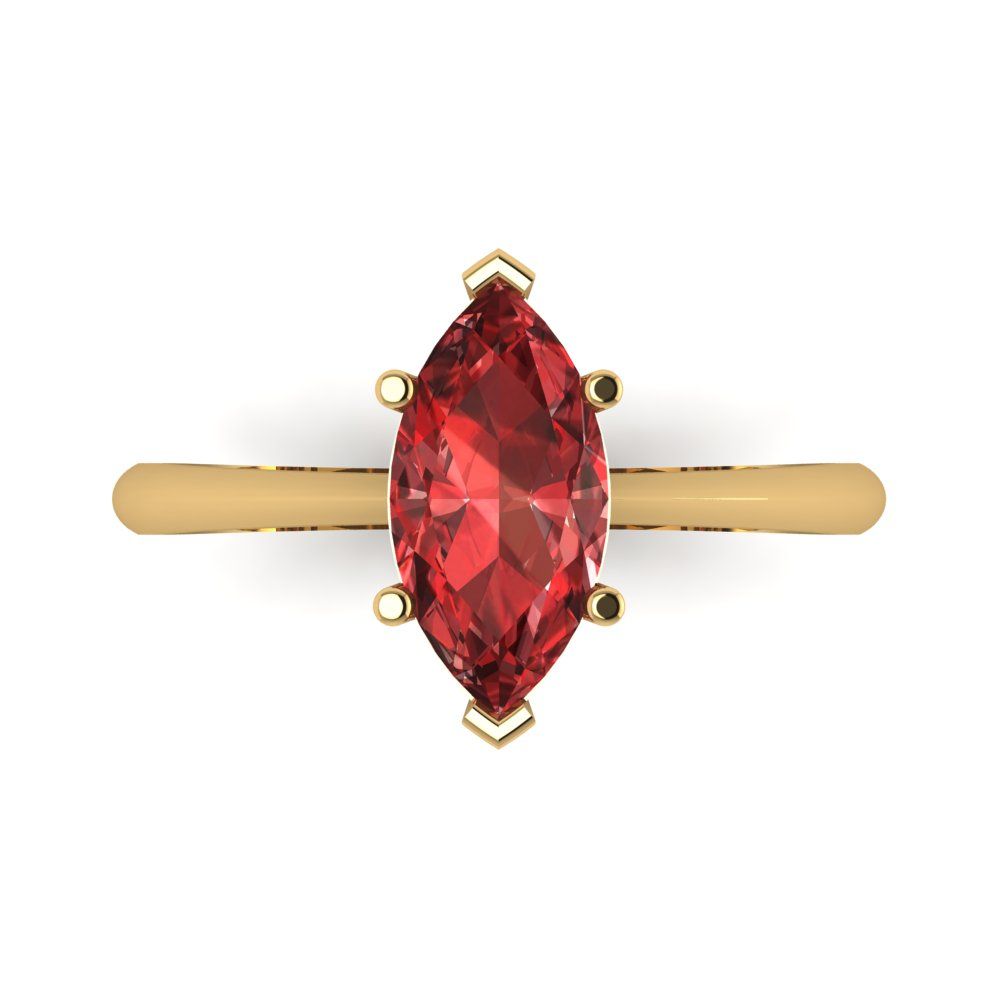 1.5 cttw Natural Garnet Solitaire  Engagement Ring - Solid Gold (Marquise Cut ,11x5.5mm)