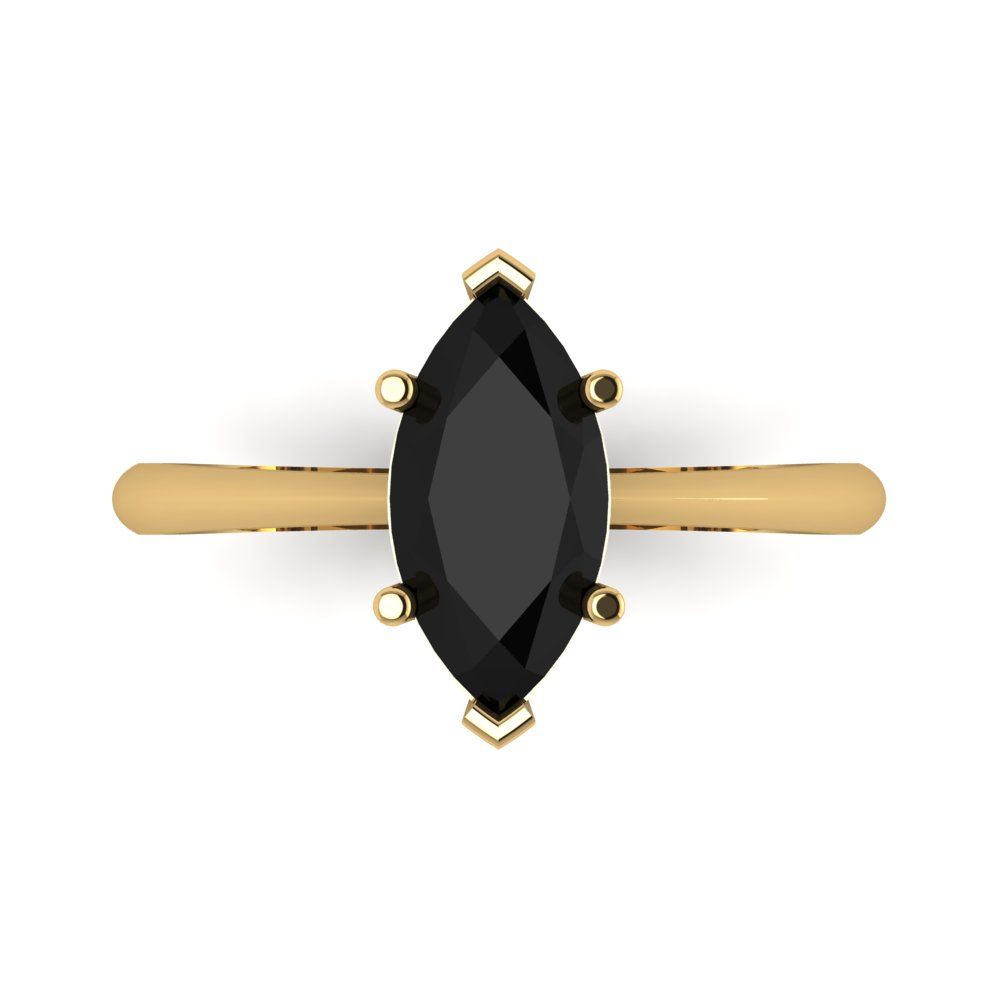 1.5 cttw Natural Onyx Solitaire  Engagement Ring - Solid Gold (Marquise Cut ,11x5.5mm)