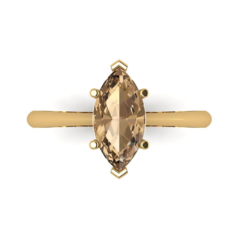 1.5 cttw Zirconia Simulated Champagne Diamond Solitaire  Engagement Ring - Solid Gold (VVS1, Marquise Cut ,11x5.5mm)