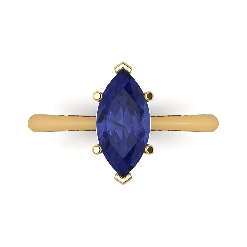 1.5 cttw Simulated Tanzanite Solitaire  Engagement Ring - Solid Gold (Marquise Cut ,11x5.5mm)