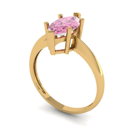 1.5 cttw Zirconia Simulated Pink Diamond Solitaire  Engagement Ring - Solid Gold (VVS1, Marquise Cut ,11x5.5mm)