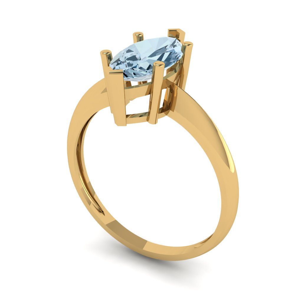 1.5 cttw Natural Sky Blue Topaz Solitaire  Engagement Ring - Solid Gold (Marquise Cut ,11x5.5mm)