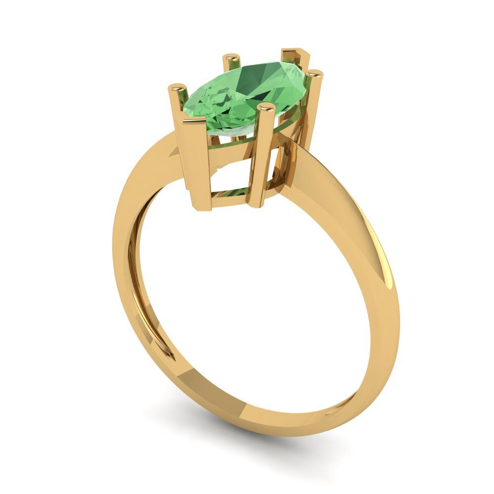 1.5 cttw Zirconia Simulated Green Diamond Solitaire  Engagement Ring - Solid Gold (VVS1, Marquise Cut ,11x5.5mm)