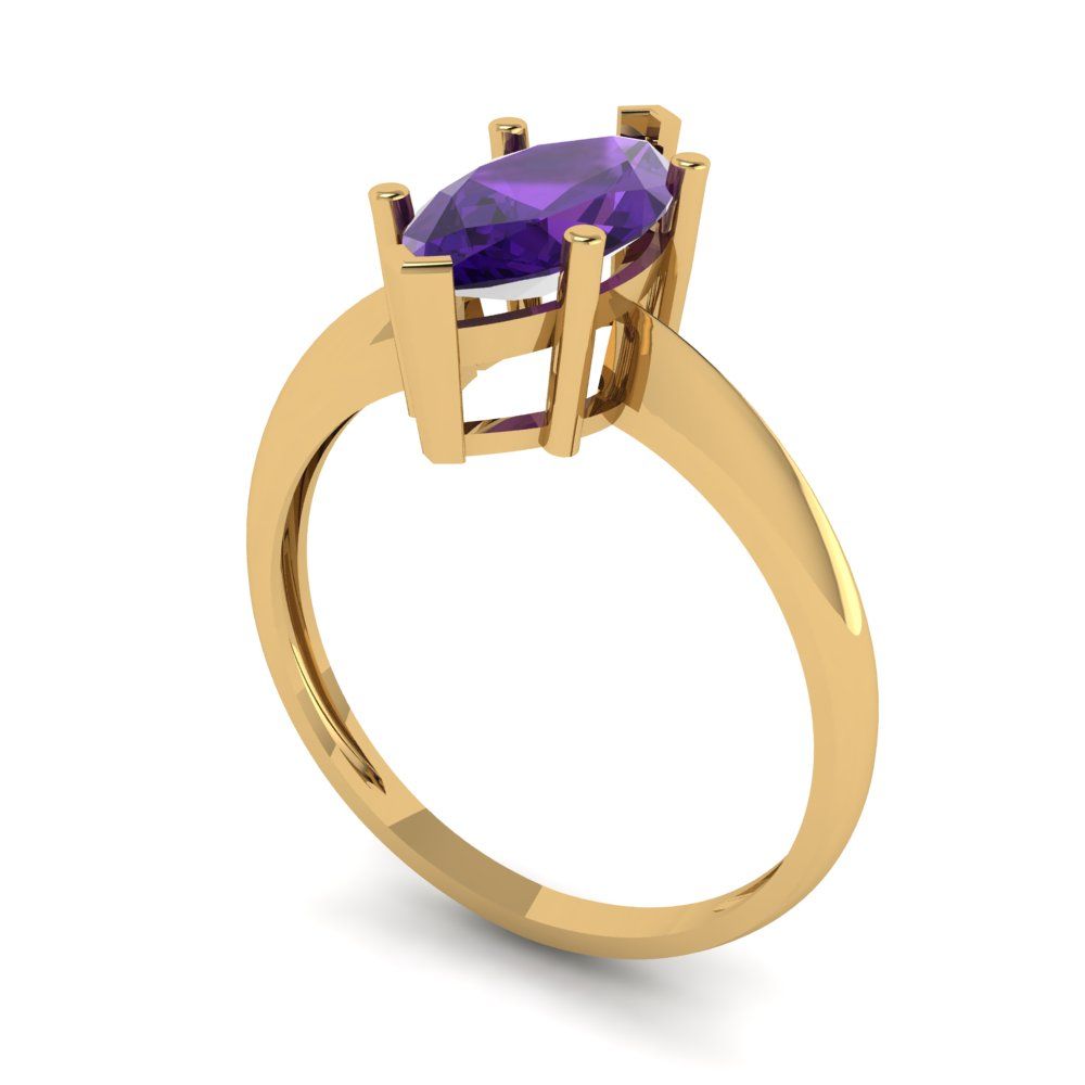 1.5 cttw Natural Amethyst Solitaire  Engagement Ring - Solid Gold (Marquise Cut ,11x5.5mm)