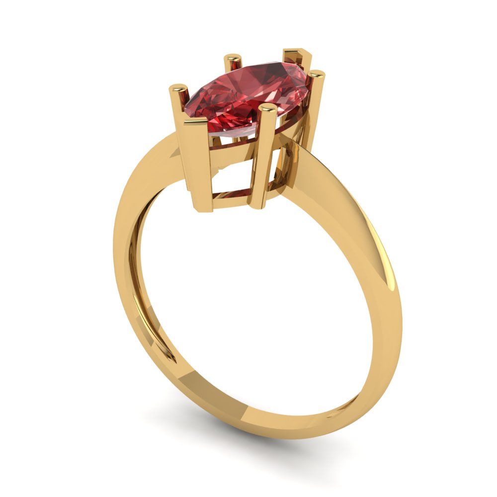 1.5 cttw Natural Garnet Solitaire  Engagement Ring - Solid Gold (Marquise Cut ,11x5.5mm)