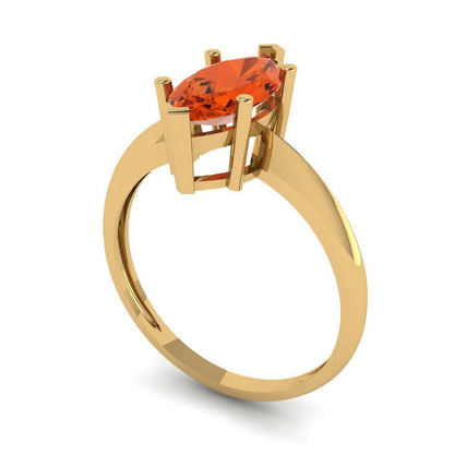 1.5 cttw Zirconia Simulated Red Diamond Solitaire  Engagement Ring - Solid Gold (VVS1, Marquise Cut ,11x5.5mm)