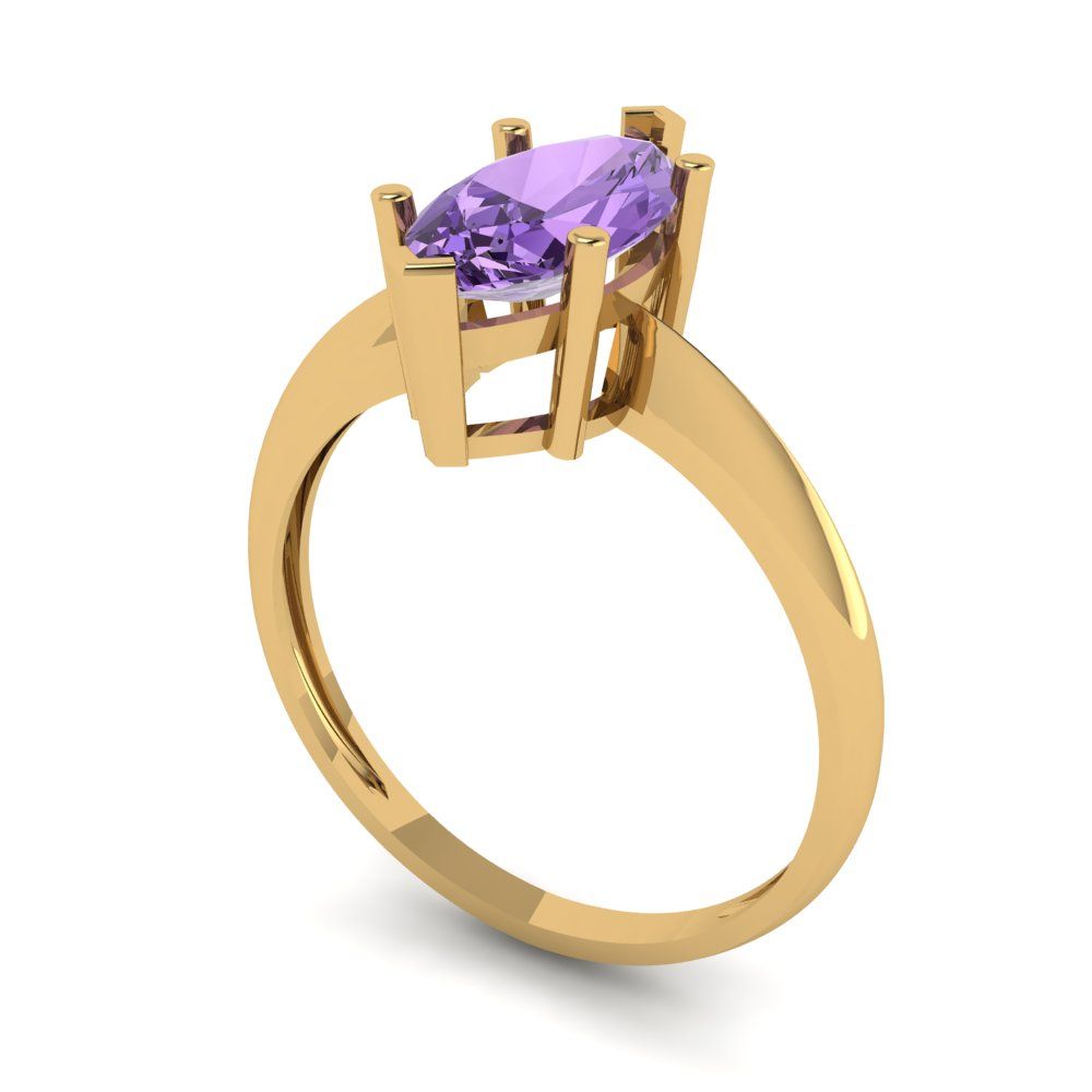 1.5 cttw Simulated Alexandrite Solitaire  Engagement Ring - Solid Gold (Marquise Cut ,11x5.5mm)