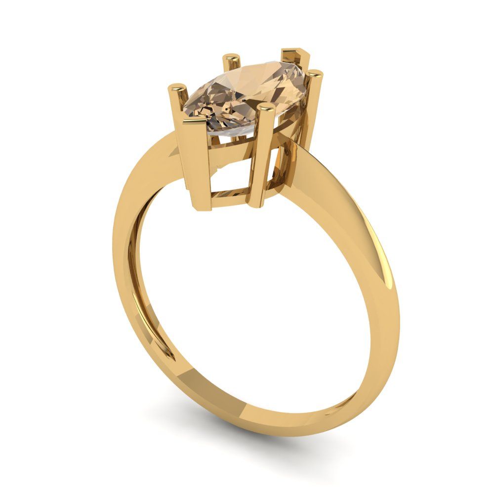 1.5 cttw Zirconia Simulated Champagne Diamond Solitaire  Engagement Ring - Solid Gold (VVS1, Marquise Cut ,11x5.5mm)