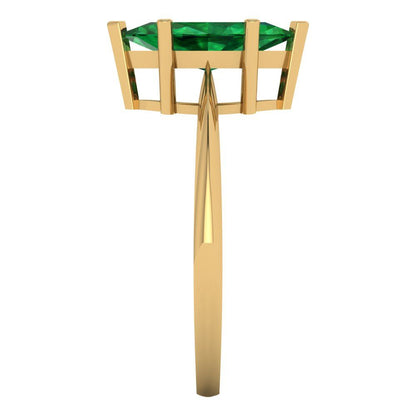 1.5 cttw Simulated Emerald Solitaire  Engagement Ring - Solid Gold (Marquise Cut ,11x5.5mm)