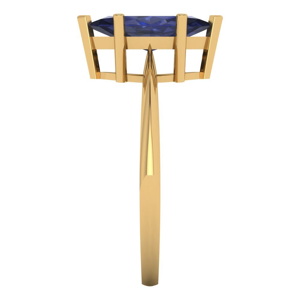 1.5 cttw Simulated Blue Sapphire Solitaire  Engagement Ring - Solid Gold (Marquise Cut ,11x5.5mm)