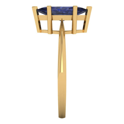 1.5 cttw Simulated Blue Sapphire Solitaire  Engagement Ring - Solid Gold (Marquise Cut ,11x5.5mm)