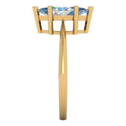 1.5 cttw Blue Moissanite Solitaire  Engagement Ring - Solid Gold (Marquise Cut ,11x5.5mm)