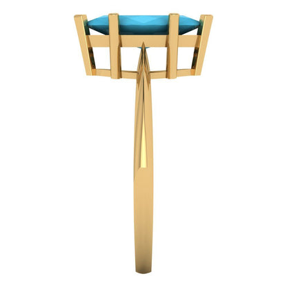 1.5 cttw Simulated Turquoise Solitaire  Engagement Ring - Solid Gold (Marquise Cut ,11x5.5mm)