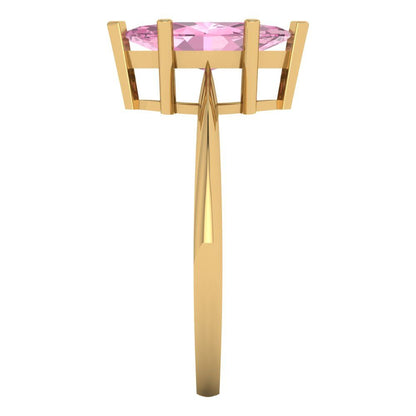 1.5 cttw Zirconia Simulated Pink Diamond Solitaire  Engagement Ring - Solid Gold (VVS1, Marquise Cut ,11x5.5mm)
