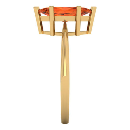 1.5 cttw Zirconia Simulated Red Diamond Solitaire  Engagement Ring - Solid Gold (VVS1, Marquise Cut ,11x5.5mm)