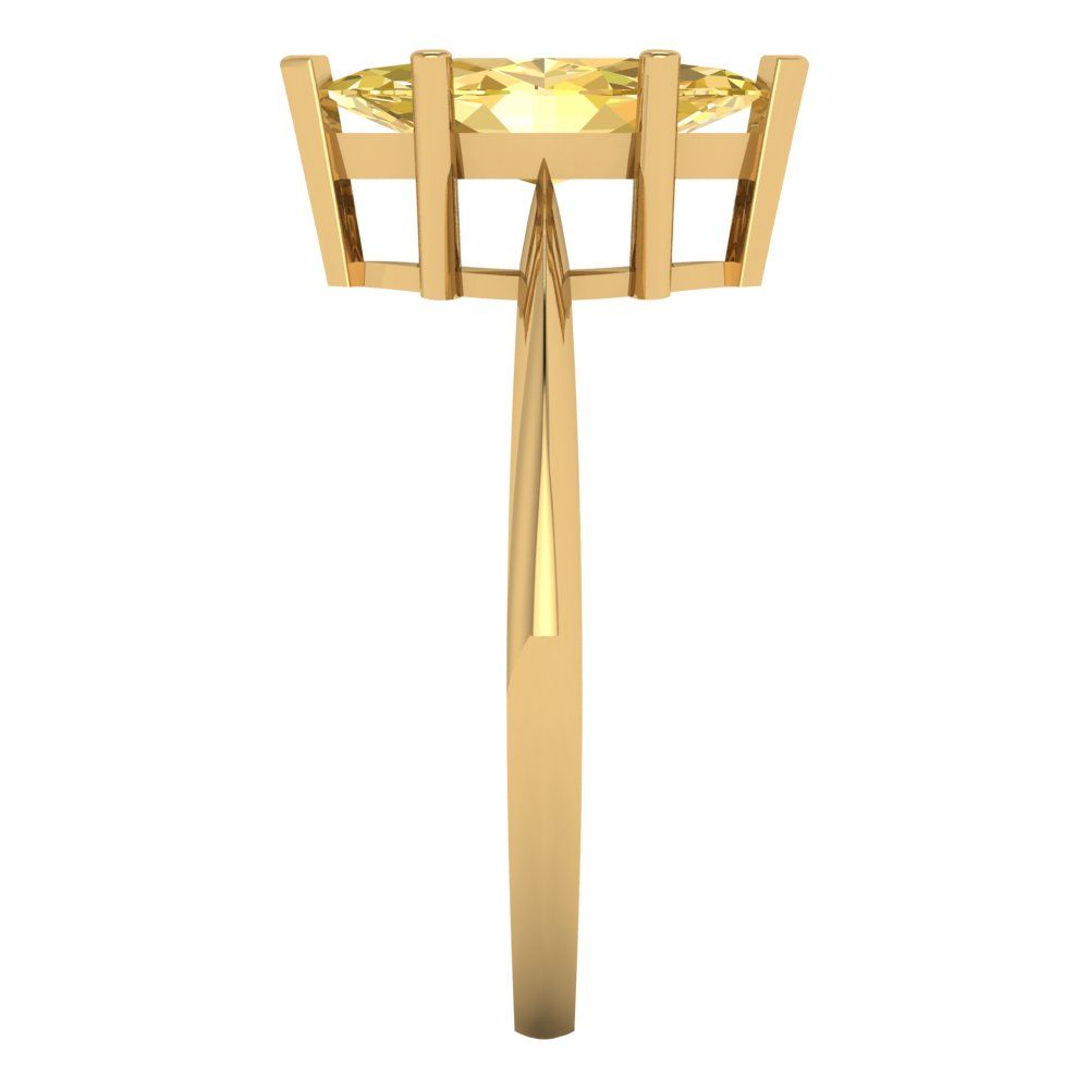 1.5 cttw Zirconia Simulated Yellow Diamond Solitaire  Engagement Ring - Solid Gold (VVS1, Marquise Cut ,11x5.5mm)