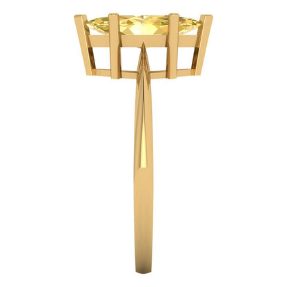 1.5 cttw Zirconia Simulated Yellow Diamond Solitaire  Engagement Ring - Solid Gold (VVS1, Marquise Cut ,11x5.5mm)