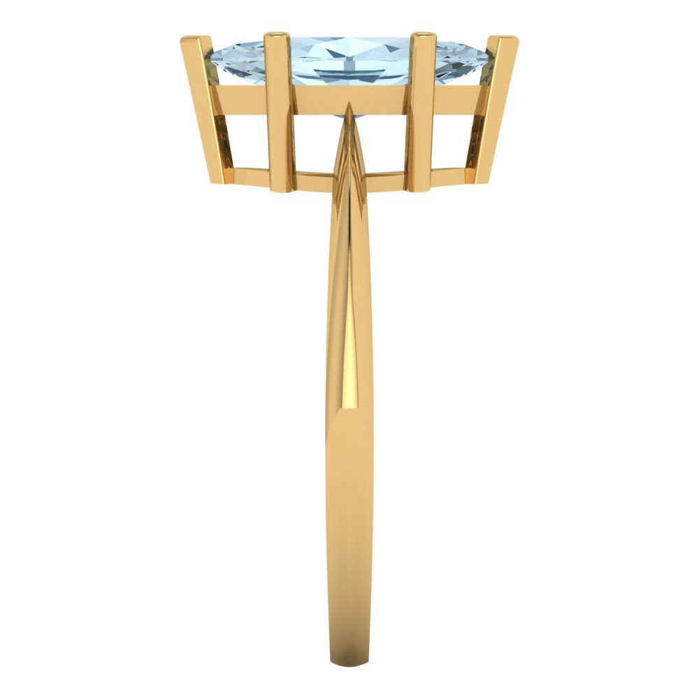 1.5 cttw Natural Aquamarine Solitaire  Engagement Ring - Solid Gold (Marquise Cut ,11x5.5mm)