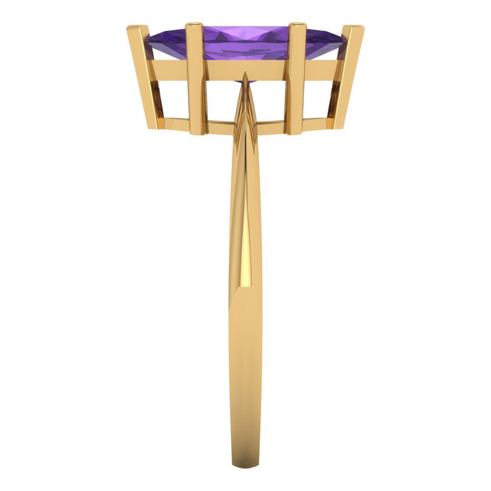 1.5 cttw Natural Amethyst Solitaire  Engagement Ring - Solid Gold (Marquise Cut ,11x5.5mm)