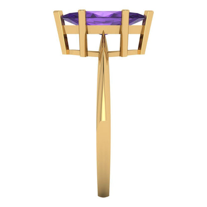 1.5 cttw Natural Amethyst Solitaire  Engagement Ring - Solid Gold (Marquise Cut ,11x5.5mm)