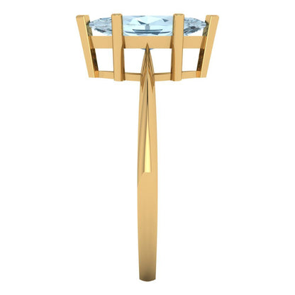 1.5 cttw Natural Swiss Blue Topaz Solitaire  Engagement Ring - Solid Gold (Marquise Cut ,11x5.5mm)