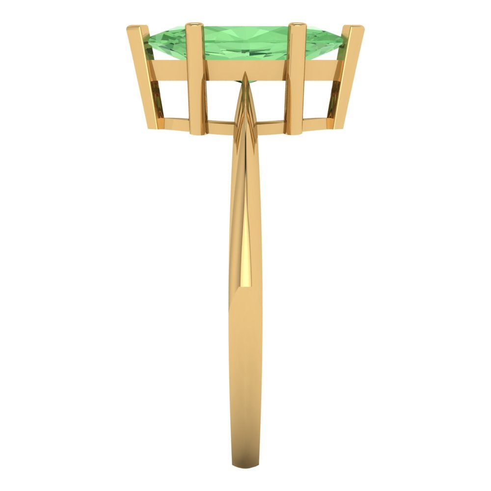 1.5 cttw Zirconia Simulated Green Diamond Solitaire  Engagement Ring - Solid Gold (VVS1, Marquise Cut ,11x5.5mm)