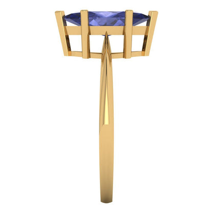 1.5 cttw Simulated Tanzanite Solitaire  Engagement Ring - Solid Gold (Marquise Cut ,11x5.5mm)
