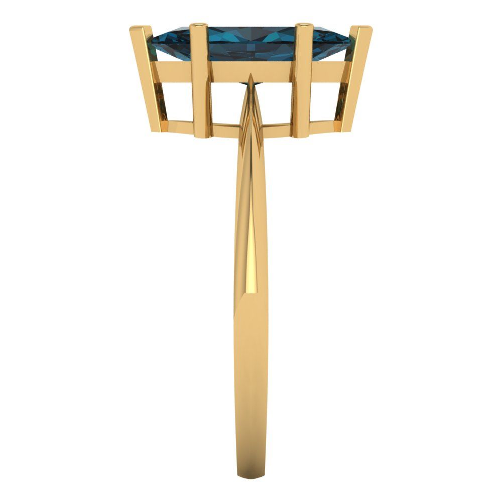 1.5 cttw Natural London Blue Topaz Solitaire  Engagement Ring - Solid Gold (Marquise Cut ,11x5.5mm)