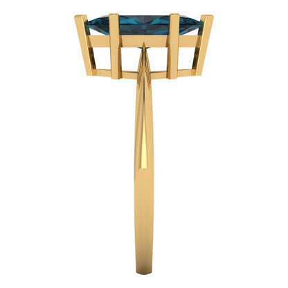 1.5 cttw Natural London Blue Topaz Solitaire  Engagement Ring - Solid Gold (Marquise Cut ,11x5.5mm)