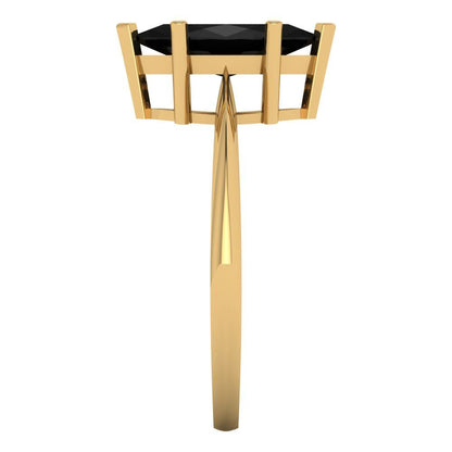 1.5 cttw Natural Onyx Solitaire  Engagement Ring - Solid Gold (Marquise Cut ,11x5.5mm)