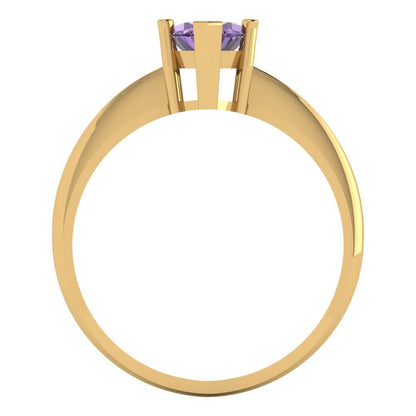 1.5 cttw Simulated Alexandrite Solitaire  Engagement Ring - Solid Gold (Marquise Cut ,11x5.5mm)