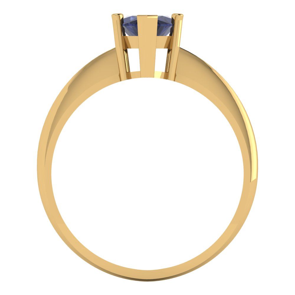 1.5 cttw Simulated Blue Sapphire Solitaire  Engagement Ring - Solid Gold (Marquise Cut ,11x5.5mm)