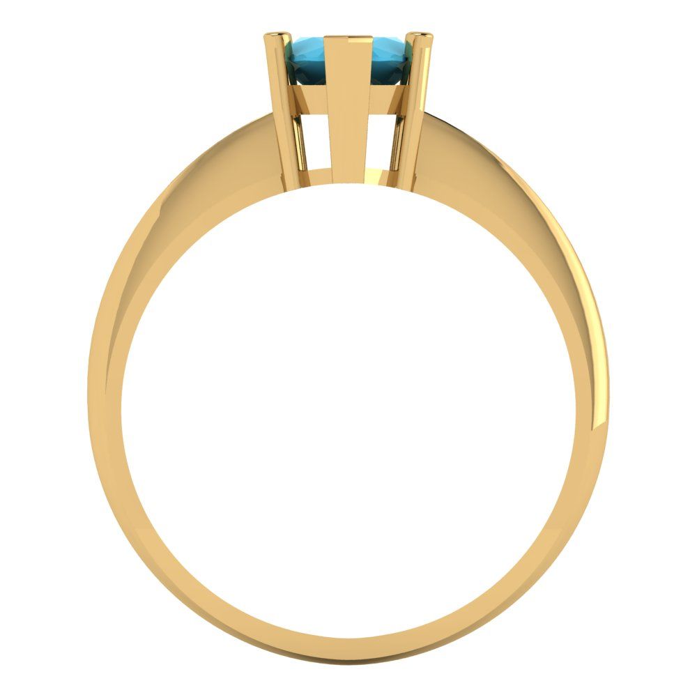 1.5 cttw Simulated Turquoise Solitaire  Engagement Ring - Solid Gold (Marquise Cut ,11x5.5mm)