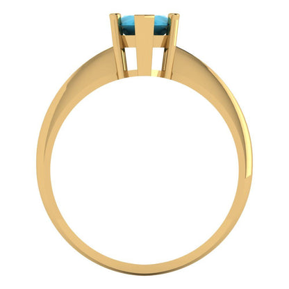 1.5 cttw Simulated Turquoise Solitaire  Engagement Ring - Solid Gold (Marquise Cut ,11x5.5mm)
