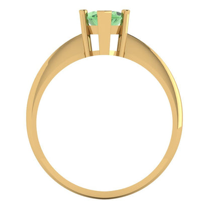 1.5 cttw Zirconia Simulated Green Diamond Solitaire  Engagement Ring - Solid Gold (VVS1, Marquise Cut ,11x5.5mm)