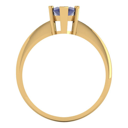 1.5 cttw Simulated Tanzanite Solitaire  Engagement Ring - Solid Gold (Marquise Cut ,11x5.5mm)