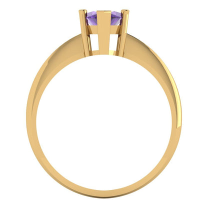 1.5 cttw Natural Amethyst Solitaire  Engagement Ring - Solid Gold (Marquise Cut ,11x5.5mm)
