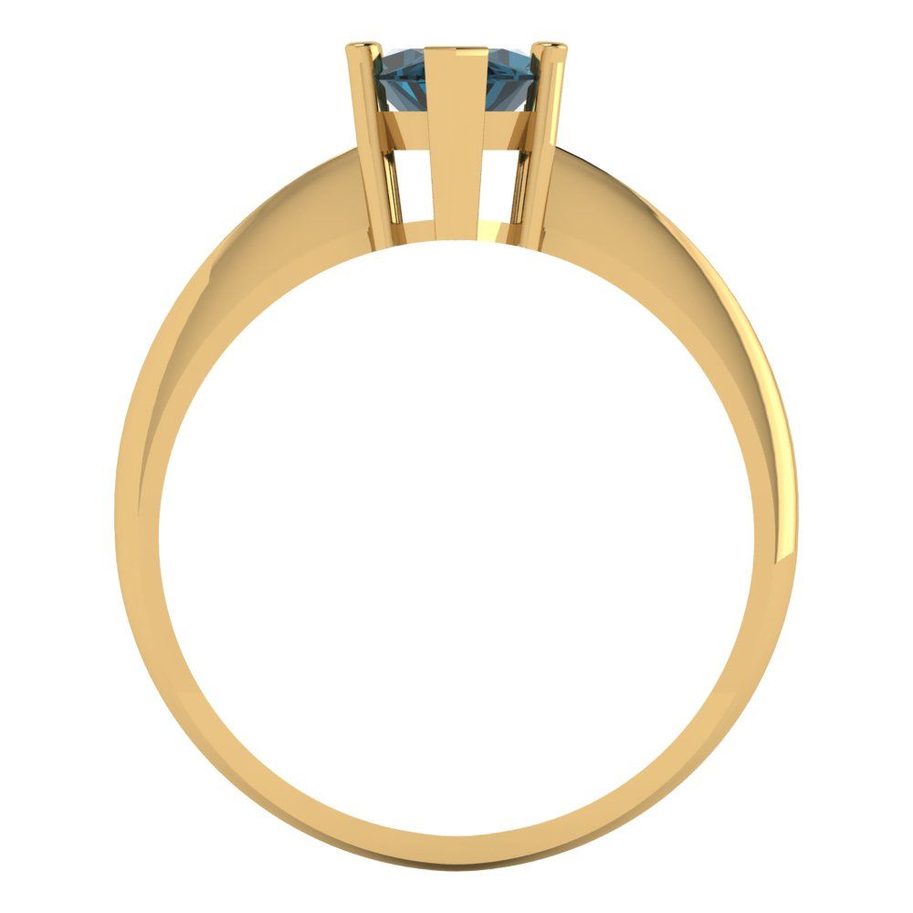 1.5 cttw Natural London Blue Topaz Solitaire  Engagement Ring - Solid Gold (Marquise Cut ,11x5.5mm)