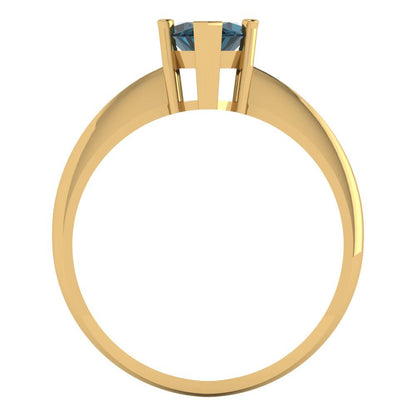 1.5 cttw Natural London Blue Topaz Solitaire  Engagement Ring - Solid Gold (Marquise Cut ,11x5.5mm)