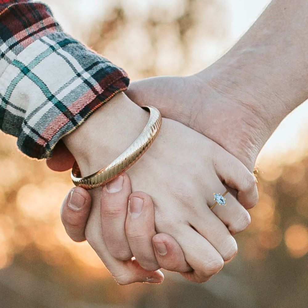 1.5 cttw Zirconia Simulated Blue Diamond Solitaire  Engagement Ring - Solid Gold (VVS1, Marquise Cut ,11x5.5mm)